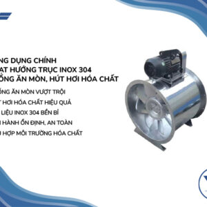 Quạt Hướng Trục Inox 304 Chống Ăn Mòn, Hút Hơi Hóa Chất